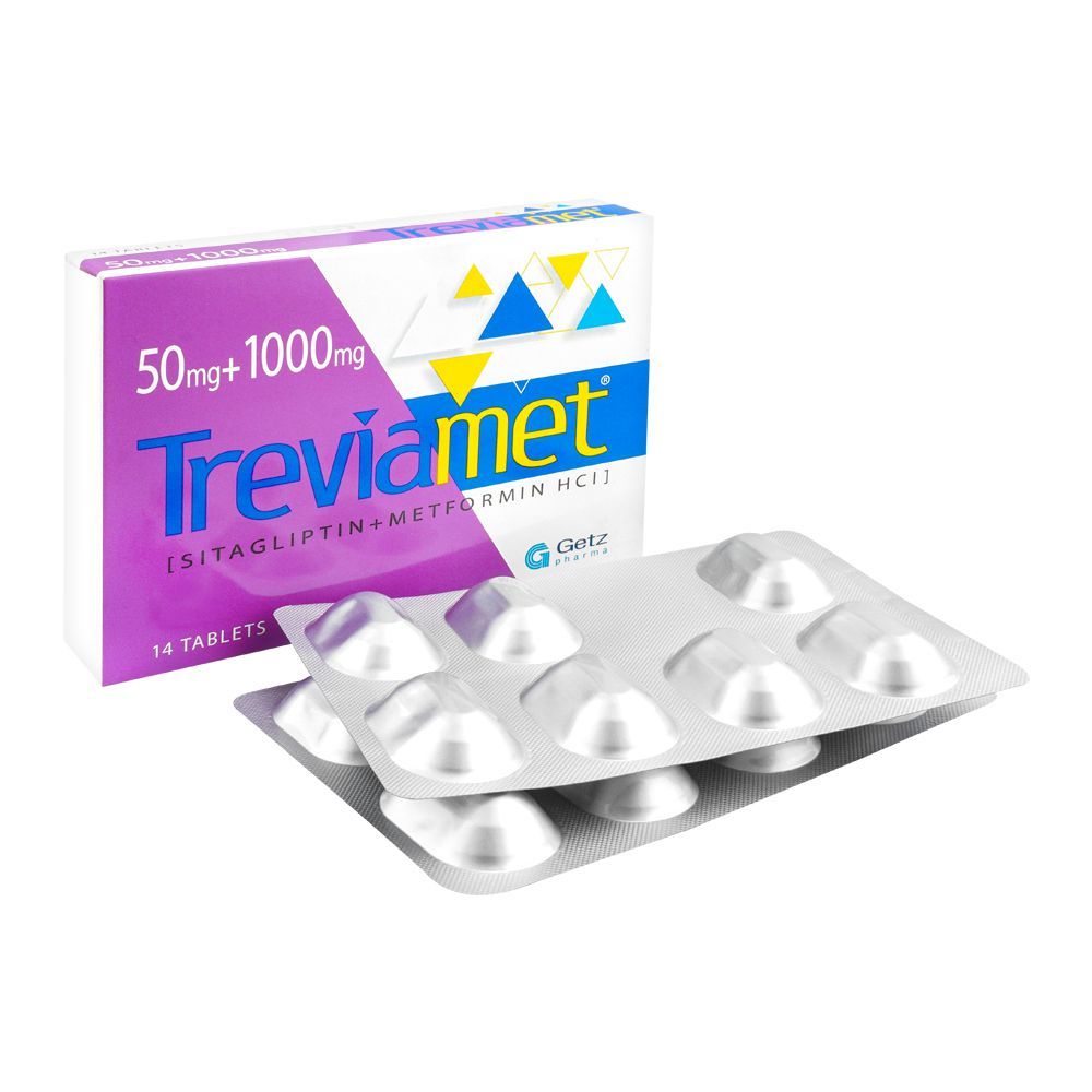 Treviamet-Xr Tablets 50mg+1000mg (1 Strip = 14 Tablets)