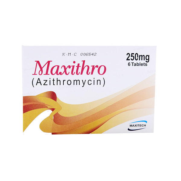 Maxithro Tablets 250mg (1 Box = 1 Strip) (1 Strip = 6 Tablets)