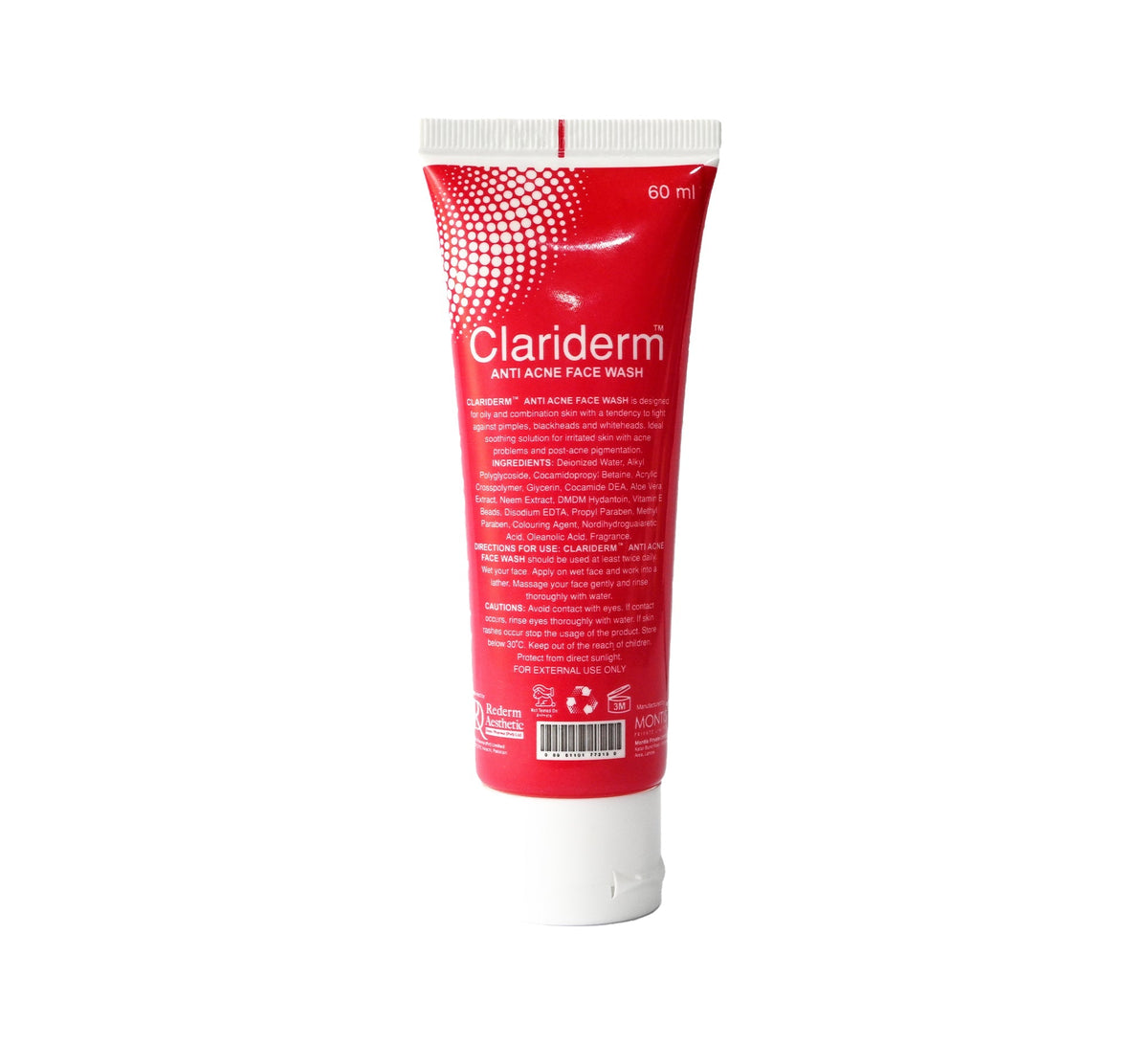 clariderm anti-acne face wash 60ml