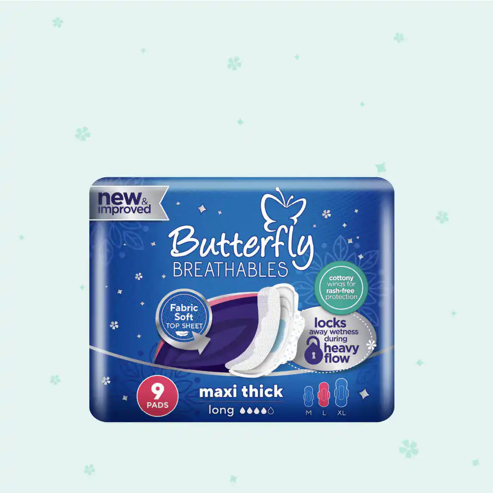butterfly breathables maxi thick sanitary pads long 9pcs