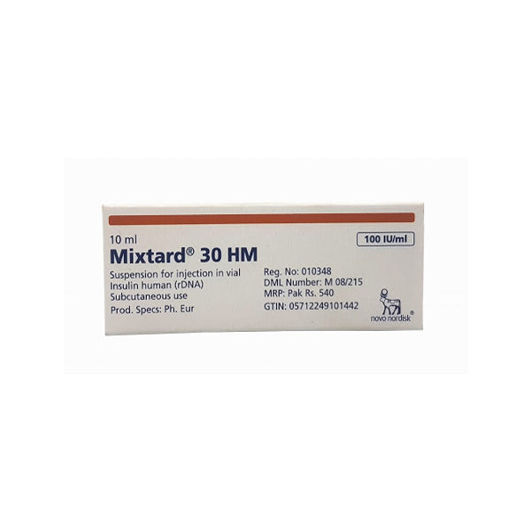 Mixtard 30 Hm Injection 100iu/Ml 10ml (1 Box = 1 Vial)