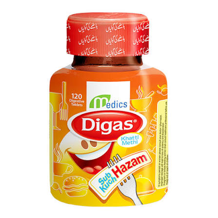 digas khatti meethi chewable tablets (1 bottle = 120 tablets)