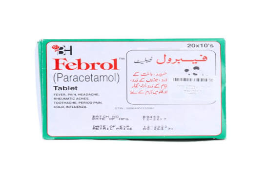 febrol tablets 500mg (1 box = 20 strips) (1 strip = 10 tablets)