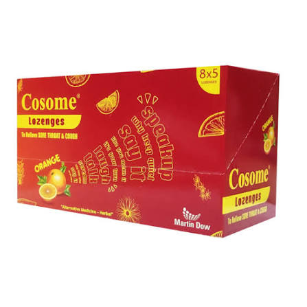 cofsome orange flavour lozenges (1 box = 5 strips) (1 strip = 8 tablets)