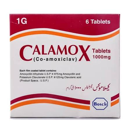 Calamox Tablets 1g ( 1 Box = 1 Strip = 6 Tablet)