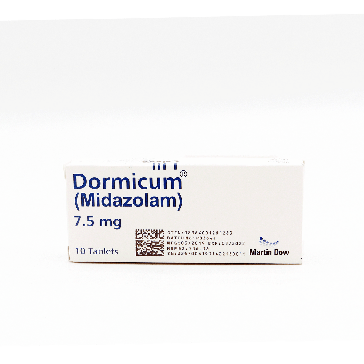 Dormicum Tablets 7.5mg (1 Box = 10 Tablets)