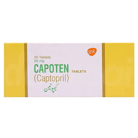 Capoten Tablets 25mg (1 Strip = 10 Tablets)