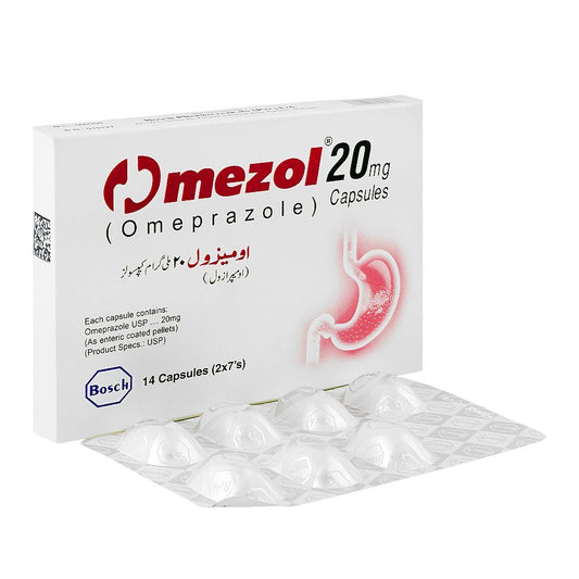 Omezol Capsules 20mg (1 Strip = 7 Capsules)