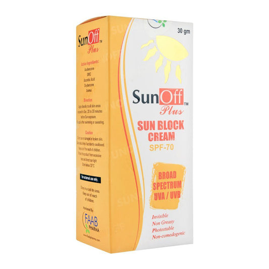 sun off plus sunblock cream spf 70 30g cream