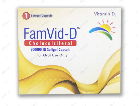 Famid-D Softgel Capsules 200,000iu (1 Box = 1 Strip)