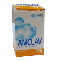 Amclav Tablets 375mg (1 Bottle = 6 Tablets)