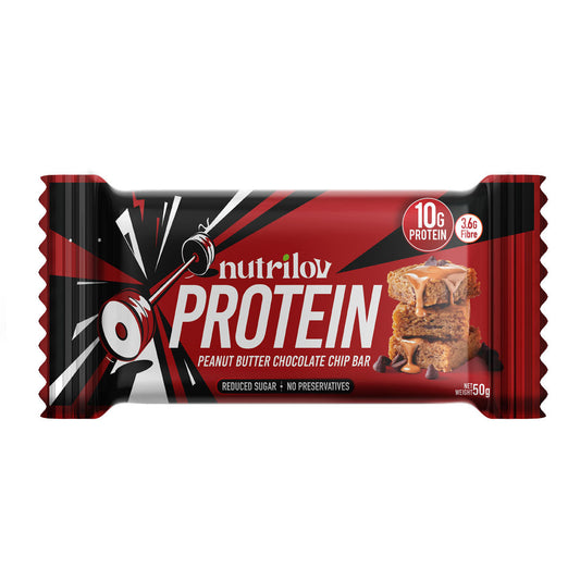 nutrilov protein peanut butter & chocolate chip bar 50g