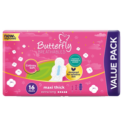 butterfly maxi thick cottony soft sanitary pads extra long 16pcs