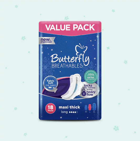 butterfly maxi thick cottony sanitary pads large 18pcs