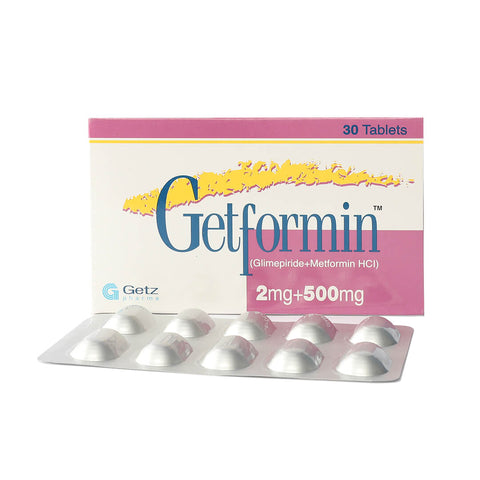 Getformin Tablets 2/500mg (1 Strip = 10s)