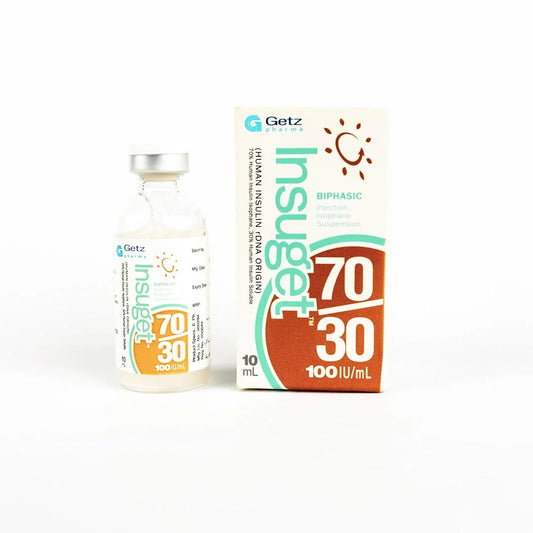 Insuget 70/30 Injection 100iu/Ml (1 Box = 1 Vial)