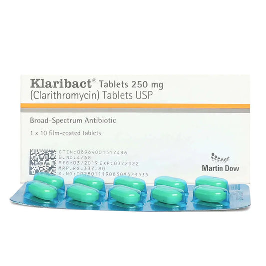Klaribact Tablets 250mg (1 Box = 1 Strip)
