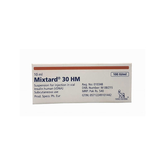 Mixtard 30 Hm Injection 100iu/Ml 10ml (1 Box = 1 Vial)