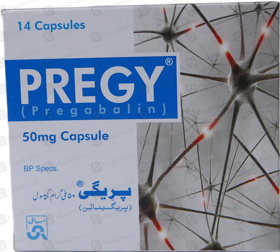 Pregy Capsules 50mg (1 Box = 1 Strip, 1 Strip = 14 Capsules)