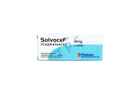 Solvocef Capsules 500mg (1 Box = 20 Capsules)