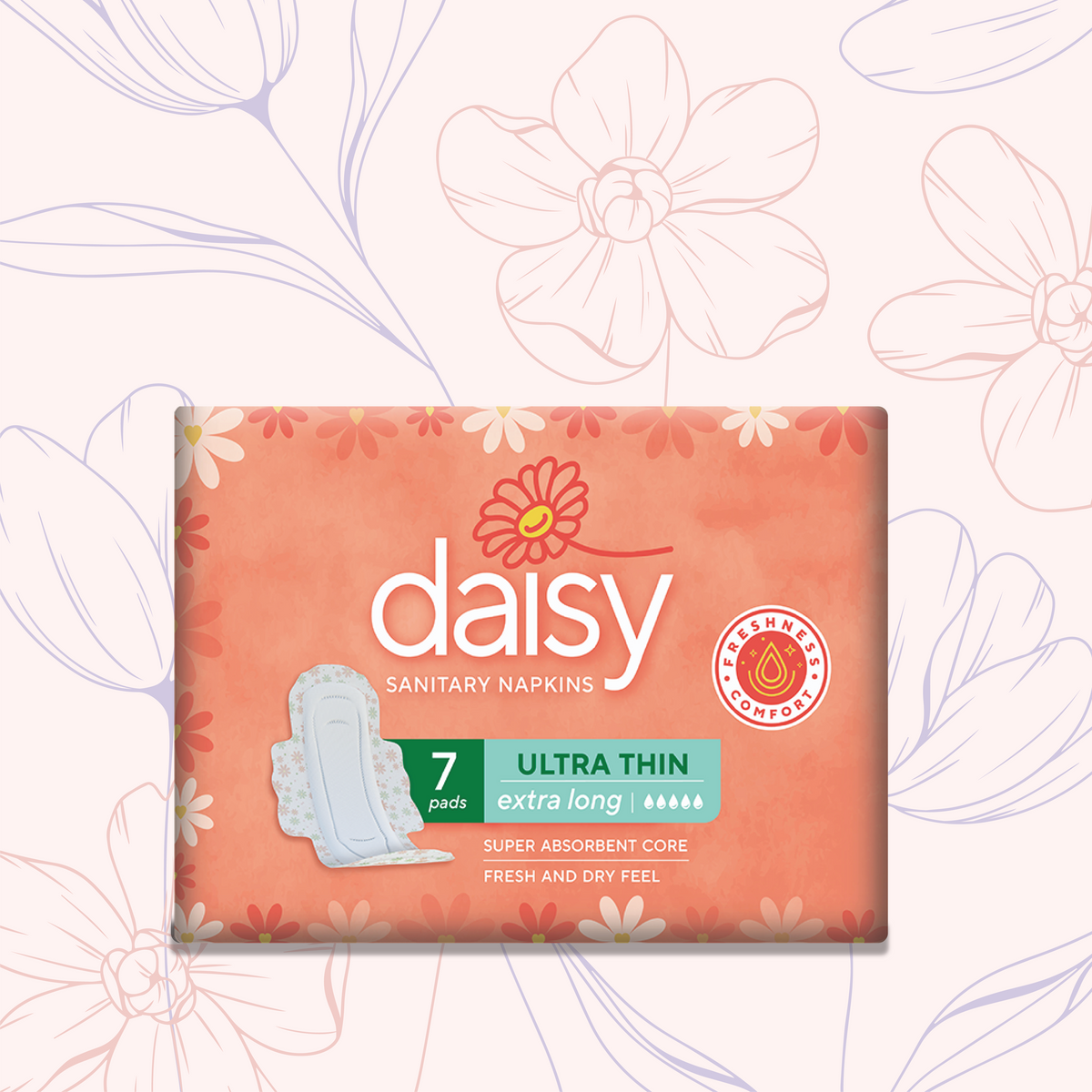 daisy ultra extra long sanitary pads 7pcs