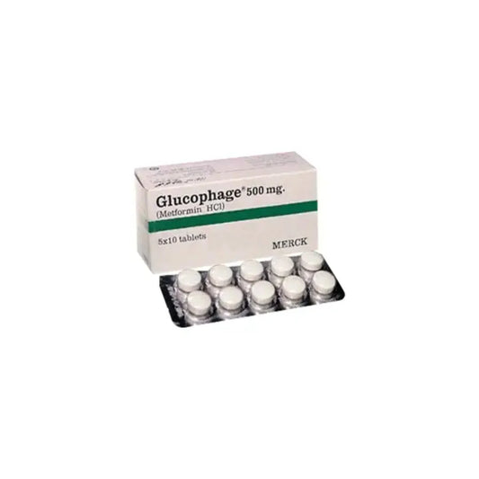 Glucophage Tablets 500mg (1 Box = 5 Strips)