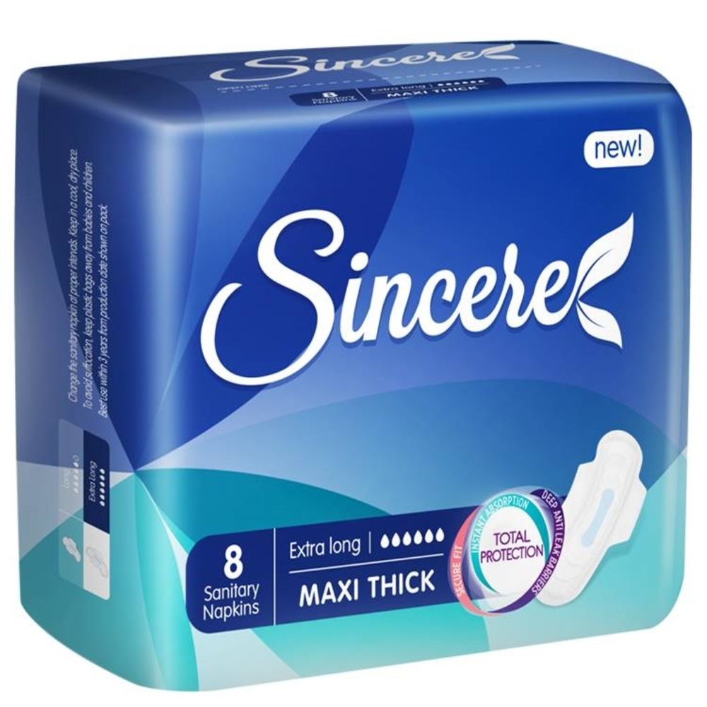 sincere maxi thick extra long sanitary napkins 8pcs