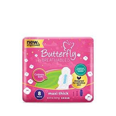 butterfly maxi thick night cottony sanitary pads extra long 8pcs