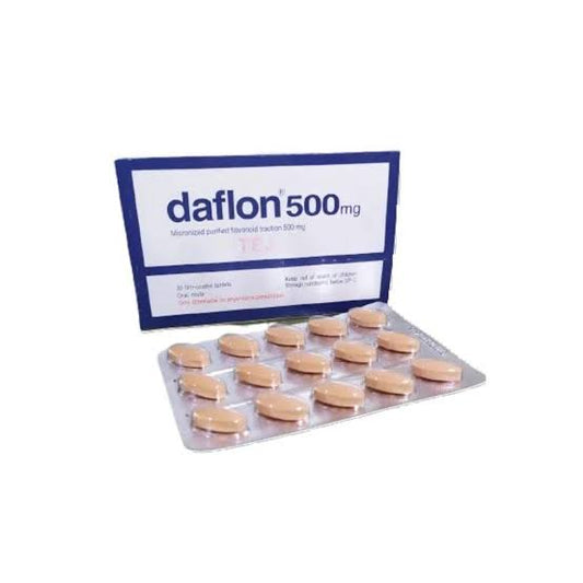 Daflon Tablets 500mg (1 Box = 2 Strips)
