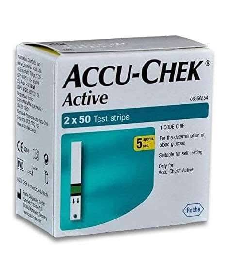 accu-chek active blood glucose strips (box = 100 strips)