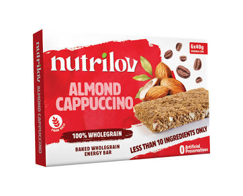 nutrilov almond cappuccino granola bar 40g