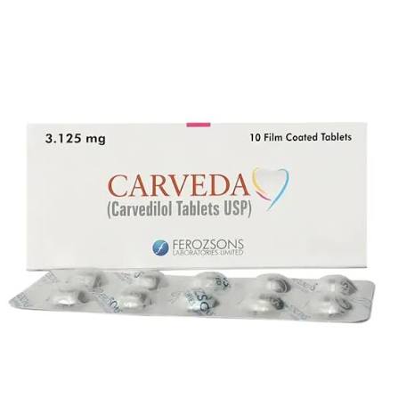 Carveda Tablets 3.125mg (1 Box = 1 Strip)