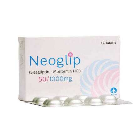 Neoglip Tablets 50mg/1000mg (1 Strip = 14 Tablets)