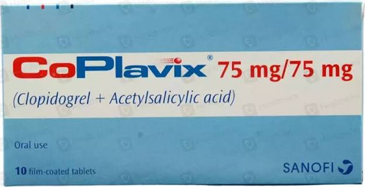 Coplavix 75mg/75mg Tablet (1 Box = 1 Strip= 10 Tablets)