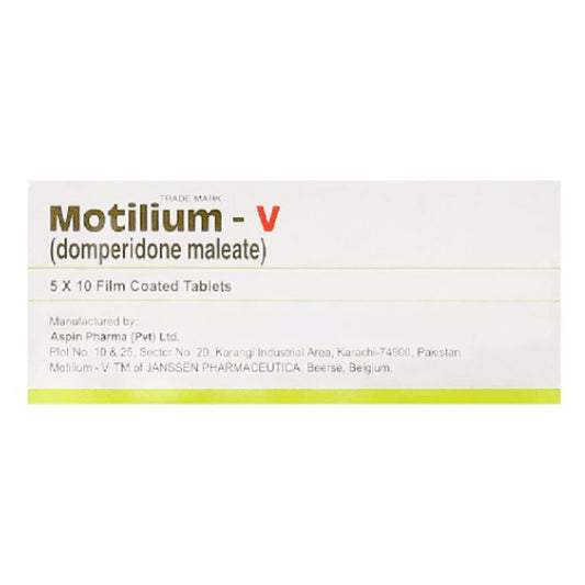 Motilium-V Tablets (1 Box = 5 Strips) (1 Strip = 20 Tablets)