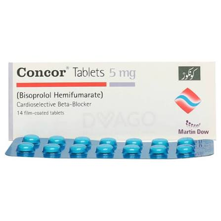 Concor Tablets 5mg (1 Box = 1 Strip, 1 Strip = 14 Tablets)