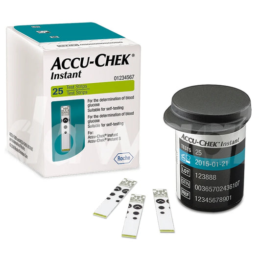 accu-chek instant blood glucose strips (box = 25 strips)