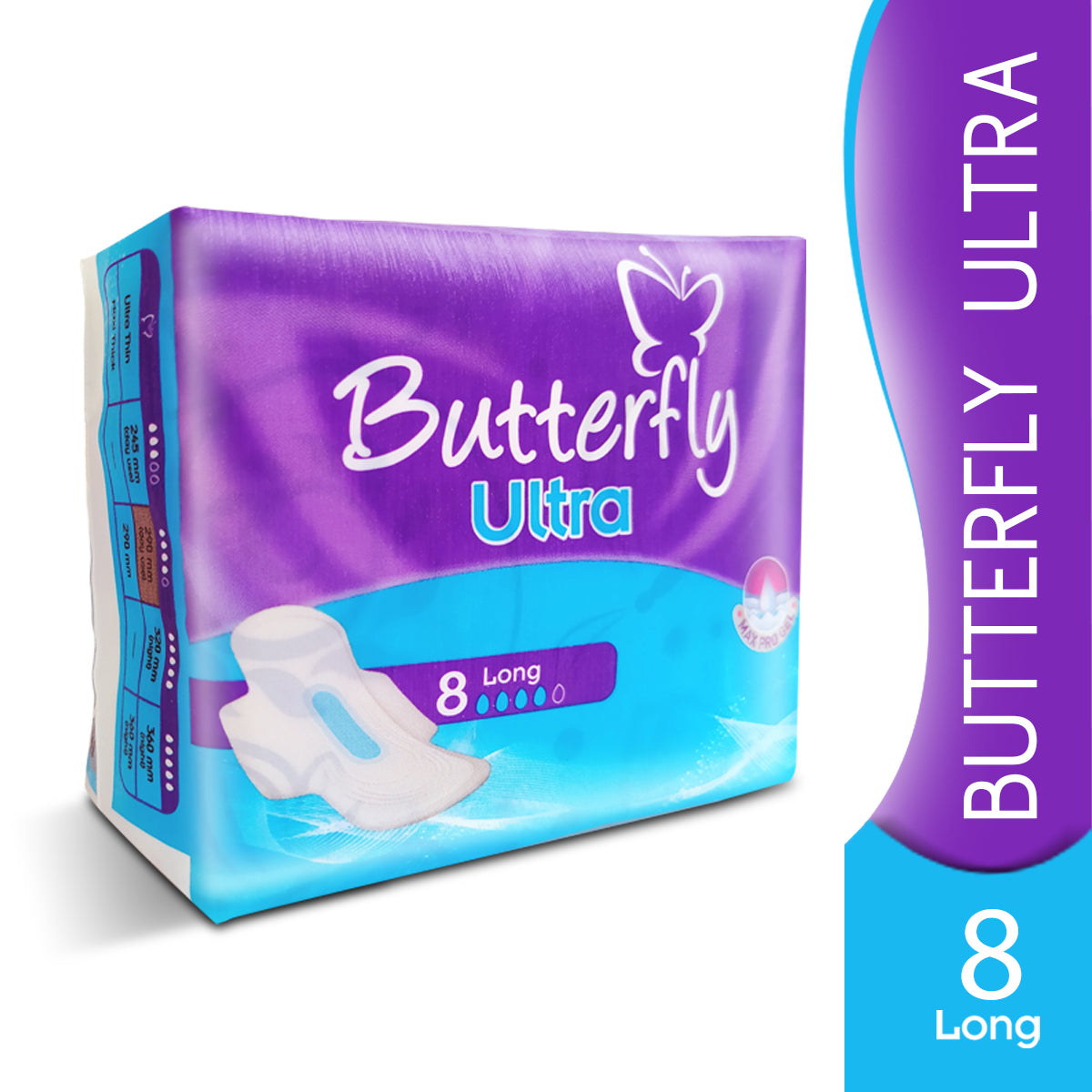 butterfly ultra-thin economy pack sanitary packs long 8 pcs